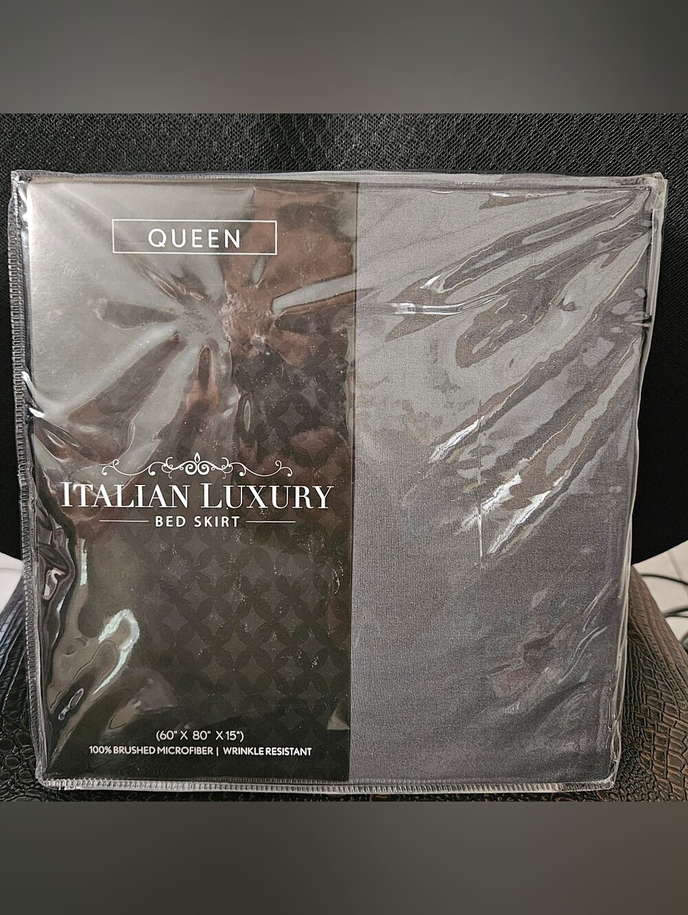 Italian Luxury Queen Bed Skirt - Dark Gray